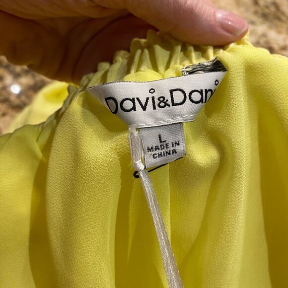 Davi & Dani Electric Yellow Maxi Dress Womens Size Large NWT - Picture 6 of 7